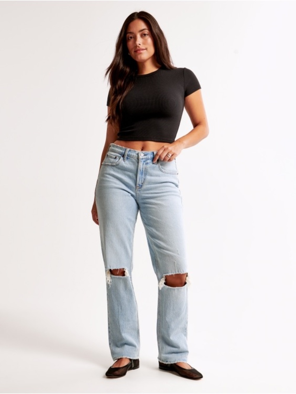 Abercrombie & Fitch Curve Love Mid Rise 90s Straight Jean (Size 27)